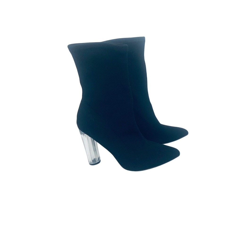 Fashion nova women's black boots w/clear heelโ 10M